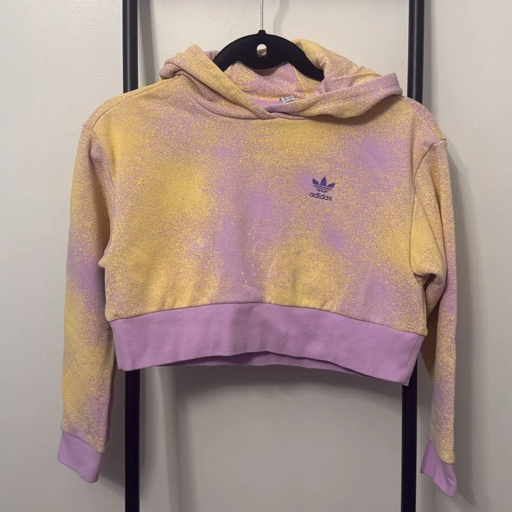 Adidas Graphic Print Cropped Hoodie Sweatshirt Girl Size S